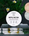 Tin of Nipple Nectar balm, a breastfeeding aid to soothe and support skin tissue