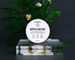 Tin of Nipple Nectar balm, a breastfeeding aid to soothe and support skin tissue
